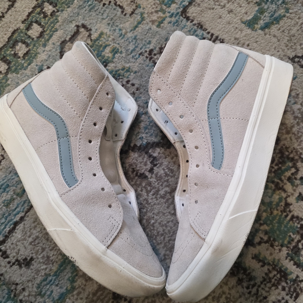 Vans High-Top Sneakers in Light Gray and Blue